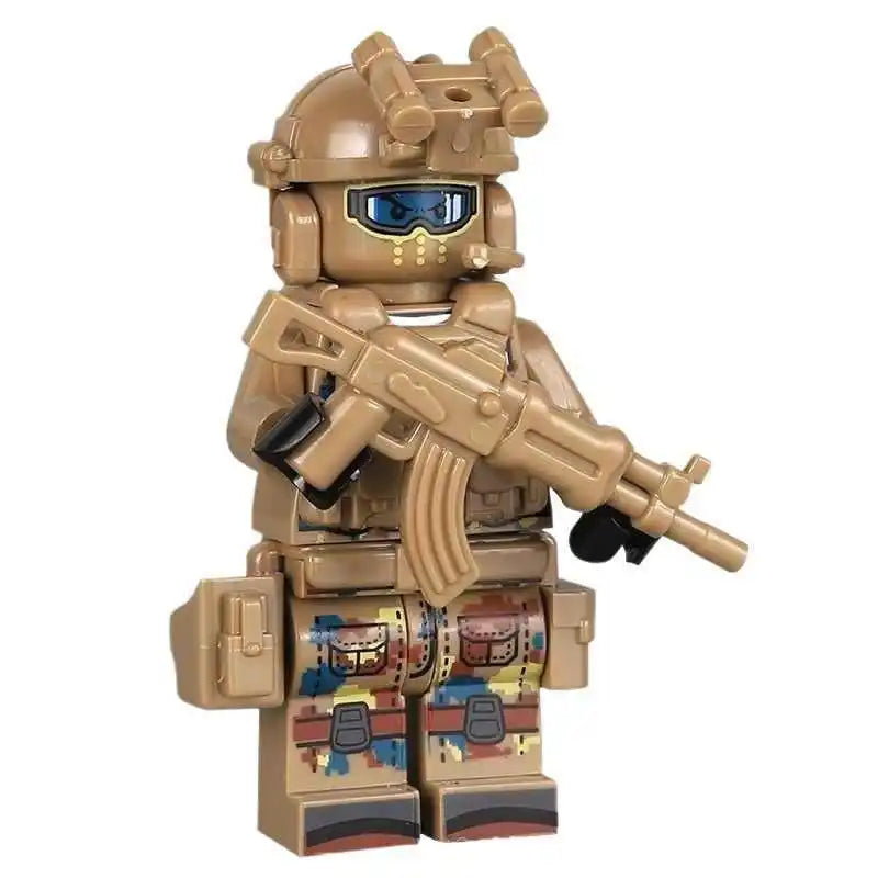 Military Mini Doll Building Blocks Set – Camouflage Yellow Desert Ghost Special Forces