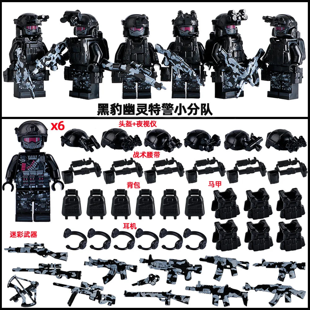 Military Mini Doll Building Blocks Set – Camouflage Yellow Desert Ghost Special Forces