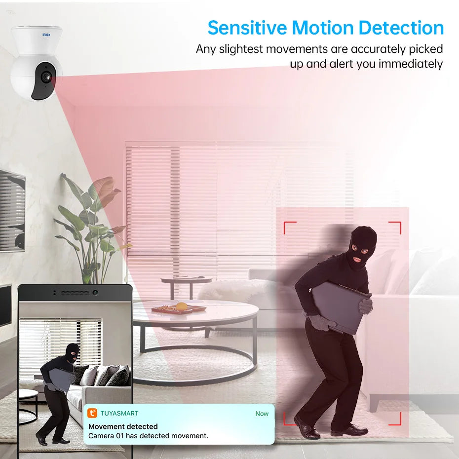 Mini caméra IP WiFi 5MP 4K avec détection humaine par intelligence artificielle et suivi automatique – Surveillance intérieure