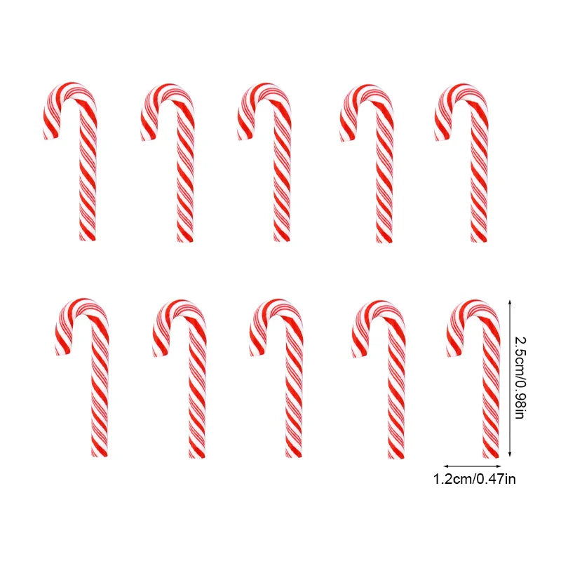 Mini décoration de Noël en forme de canne en résine – 10/30/50 pièces rouge et blanc