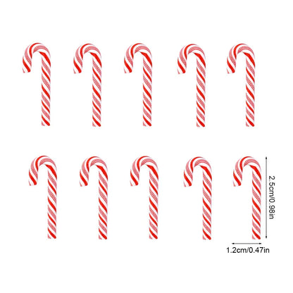 Mini décoration de Noël en forme de canne en résine – 10/30/50 pièces rouge et blanc