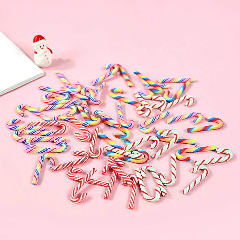 Mini décoration de Noël en forme de canne en résine – 10/30/50 pièces rouge et blanc