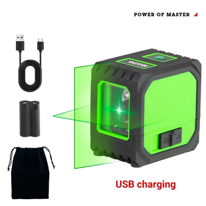 Mini niveau laser auto-nivelant compact avec faisceaux verts et charge USB – Outil précis pour bricolage, alignement et mise à niveau