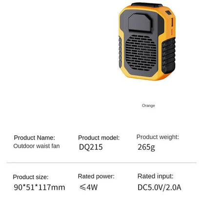 Mini ventilateur portable à pince avec chargeur USB – Refroidissement silencieux, 3 vitesses, design compact pour activités en plein air