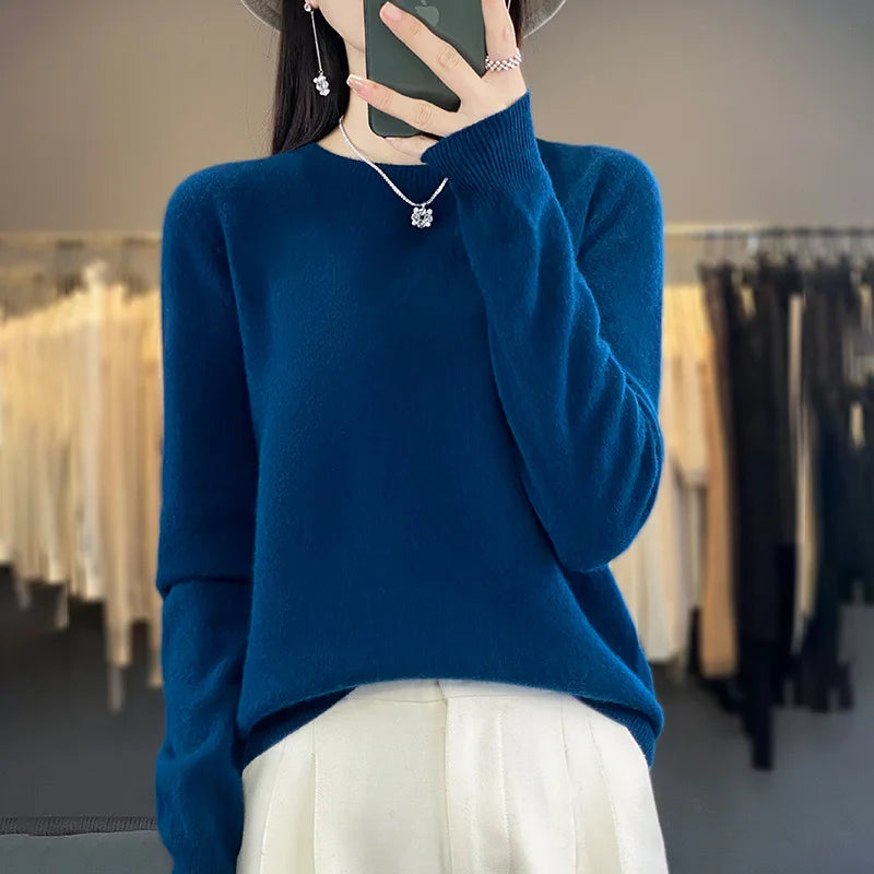 Mira Merino Sweater | 100% Pure Wool, O-Neck Design