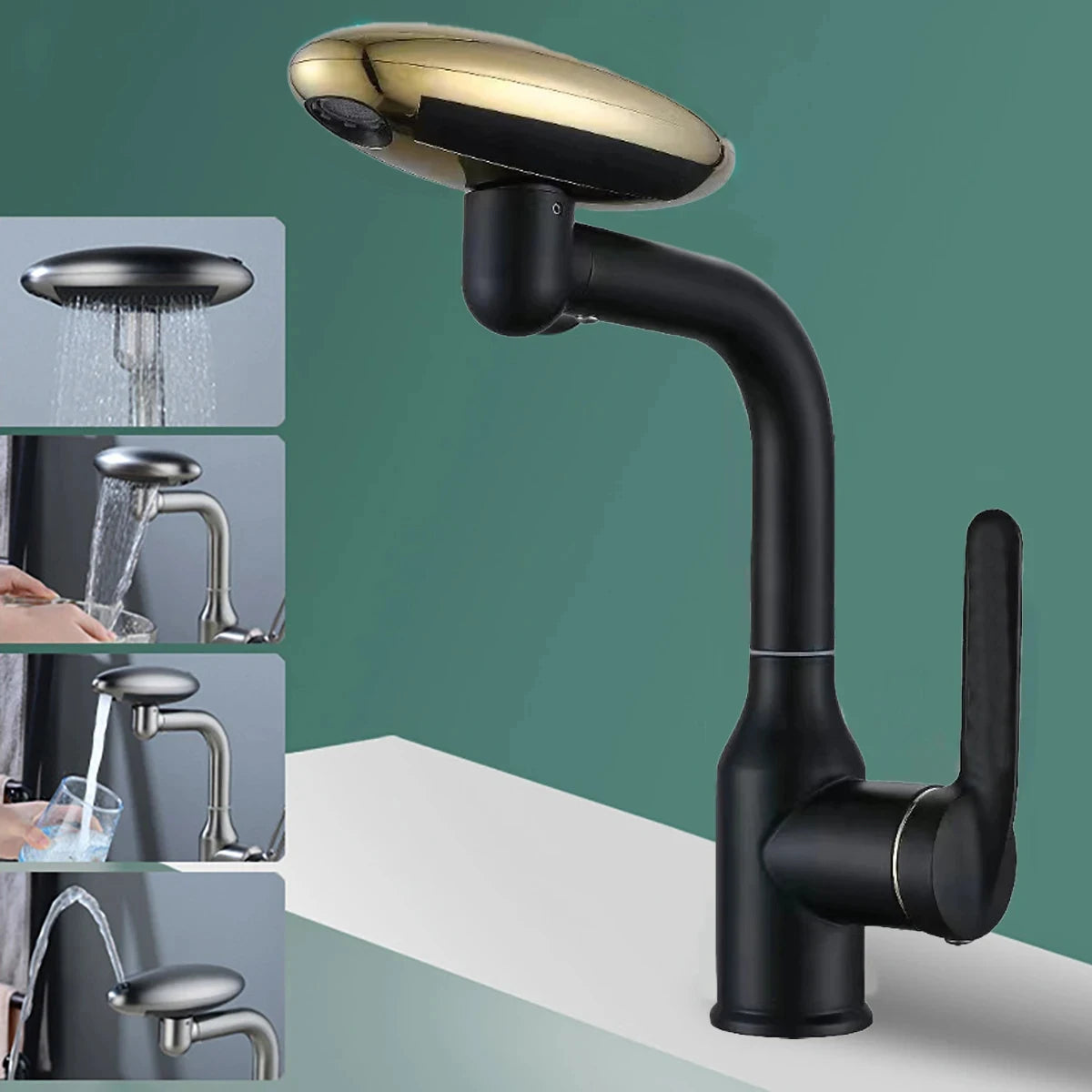 Robinet cascade Mira | 4 modes de sortie d'eau, rotation à 360°