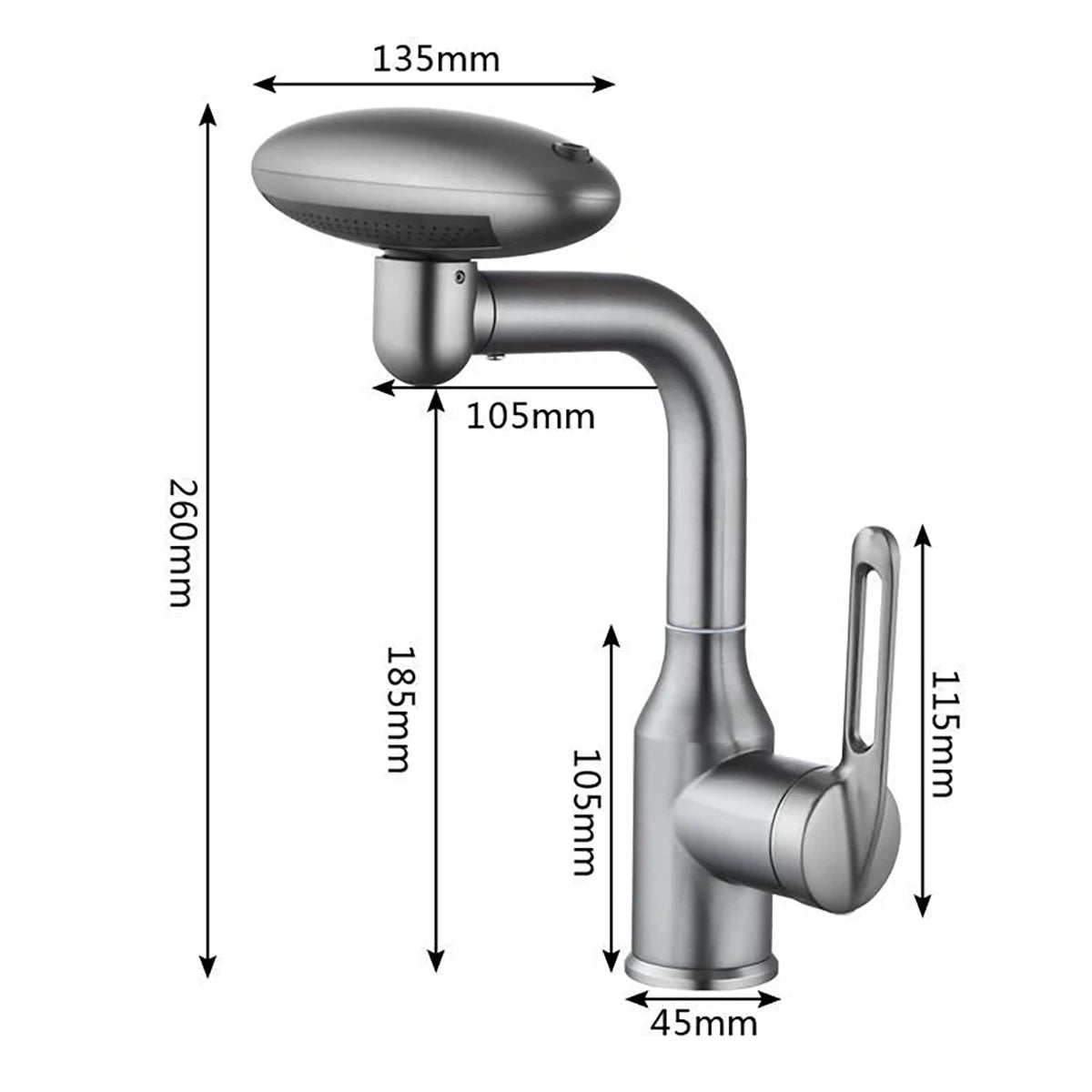 Robinet cascade Mira | 4 modes de sortie d'eau, rotation à 360°
