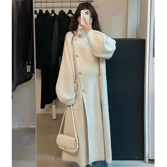 Mira Wool Coat | Midlength Overcoat with Cozy Turtleneck Design