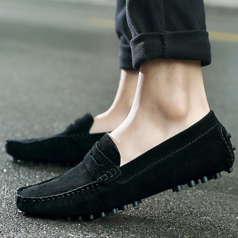 Mocassins décontractés en daim pour hommes – Confort et élégance en noir et autres couleurs