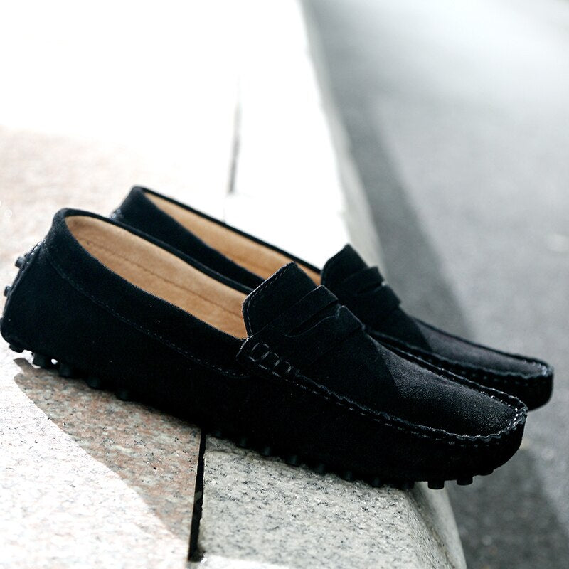 Mocassins décontractés en daim pour hommes – Confort et élégance en noir et autres couleurs