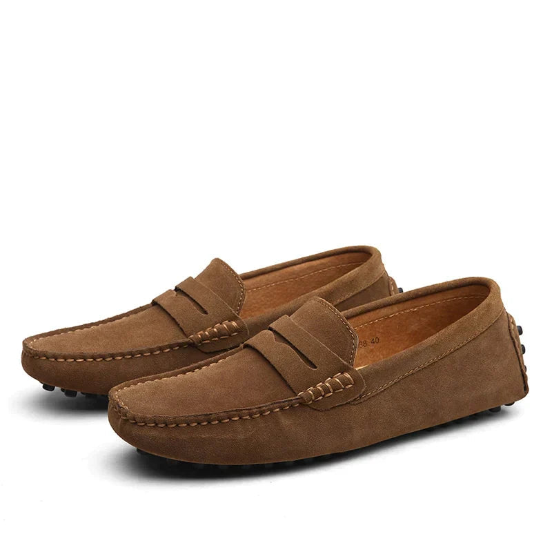 Lightweight Suede Moccasins for Men – Slip-On Shoes with Durable Sole for Office and Casual Outings