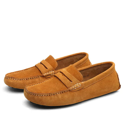 Lightweight Suede Moccasins for Men – Slip-On Shoes with Durable Sole for Office and Casual Outings