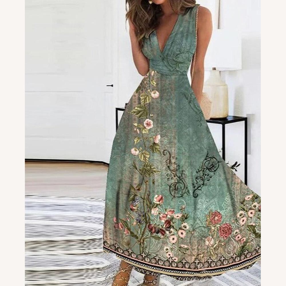 Robe d'été élégante pour femme, longue et fluide – Élégante et confortable pour les journées chaudes