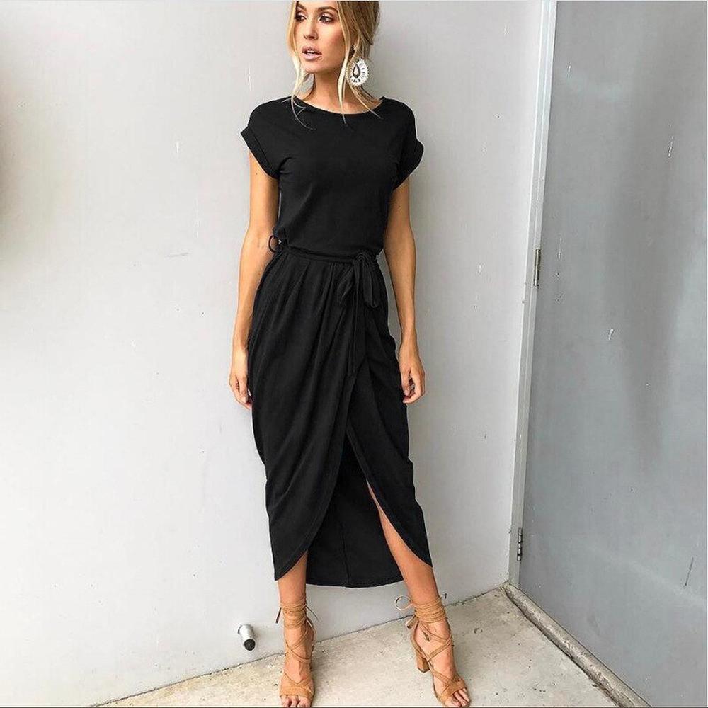 Robe élégante décontractée à manches courtes pour femme en tissu doux – Idéale pour le printemps et l'été