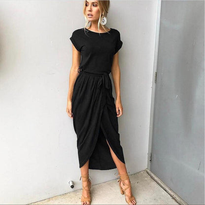 Robe élégante décontractée à manches courtes pour femme en tissu doux – Idéale pour le printemps et l'été