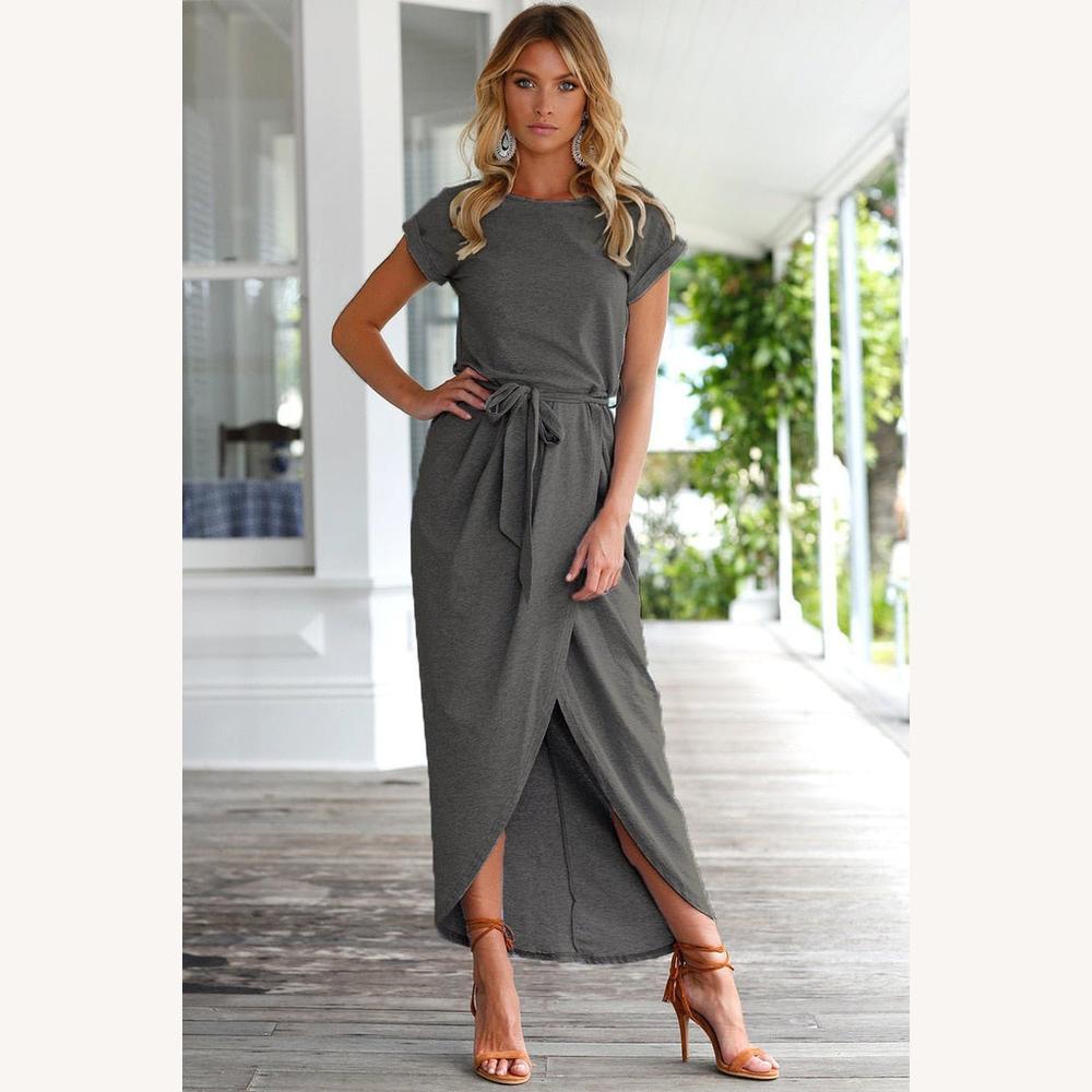 Robe élégante décontractée à manches courtes pour femme en tissu doux – Idéale pour le printemps et l'été