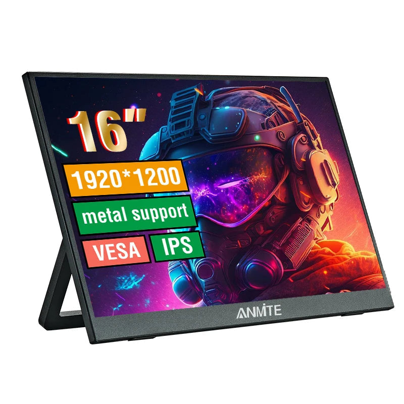 Écran tactile portable 16 pouces 1920x1200 HDR10 avec haut-parleurs intégrés – Écran multipoint IPS 60 Hz