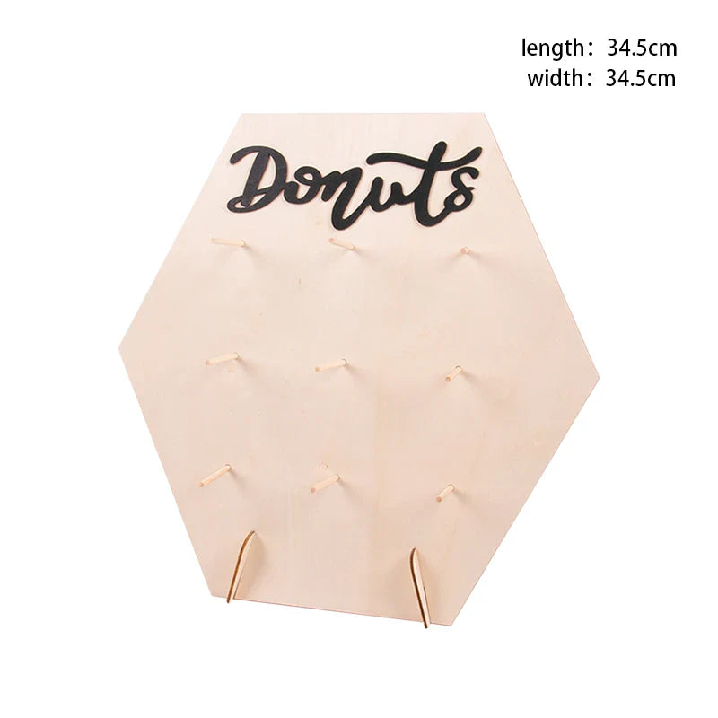 Support mural rustique en bois pour beignets pour mariage et fête – Support décoratif écologique et pratique pour événements