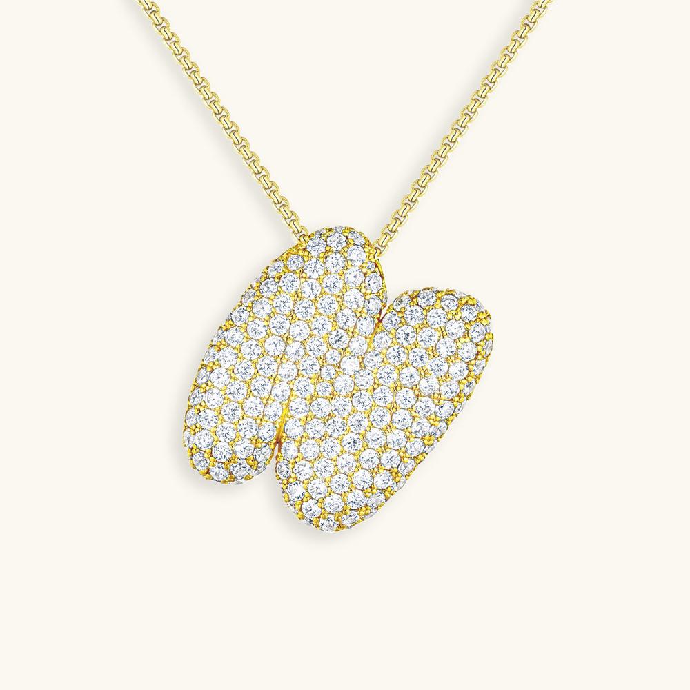 Variant image for Collier Femme Or 18 Carats avec Pendentif Initial et Diamant Simulant 18 pouces-14