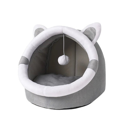 Nid semi-fermé pour chat en tissu doux – Lit confortable pour chats de toutes tailles