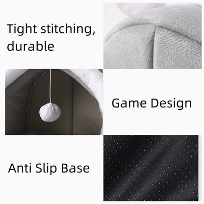 Nid semi-fermé pour chat en tissu doux – Lit confortable pour chats de toutes tailles