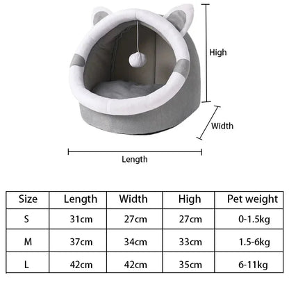 Nid semi-fermé pour chat en tissu doux – Lit confortable pour chats de toutes tailles