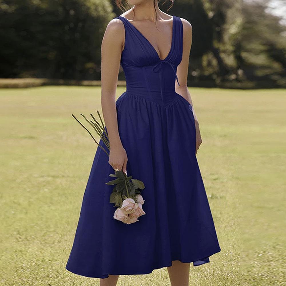 Variant image for Robe Midi Fleurie Femme Taille M Polyester Décolleté en V Évasée-16