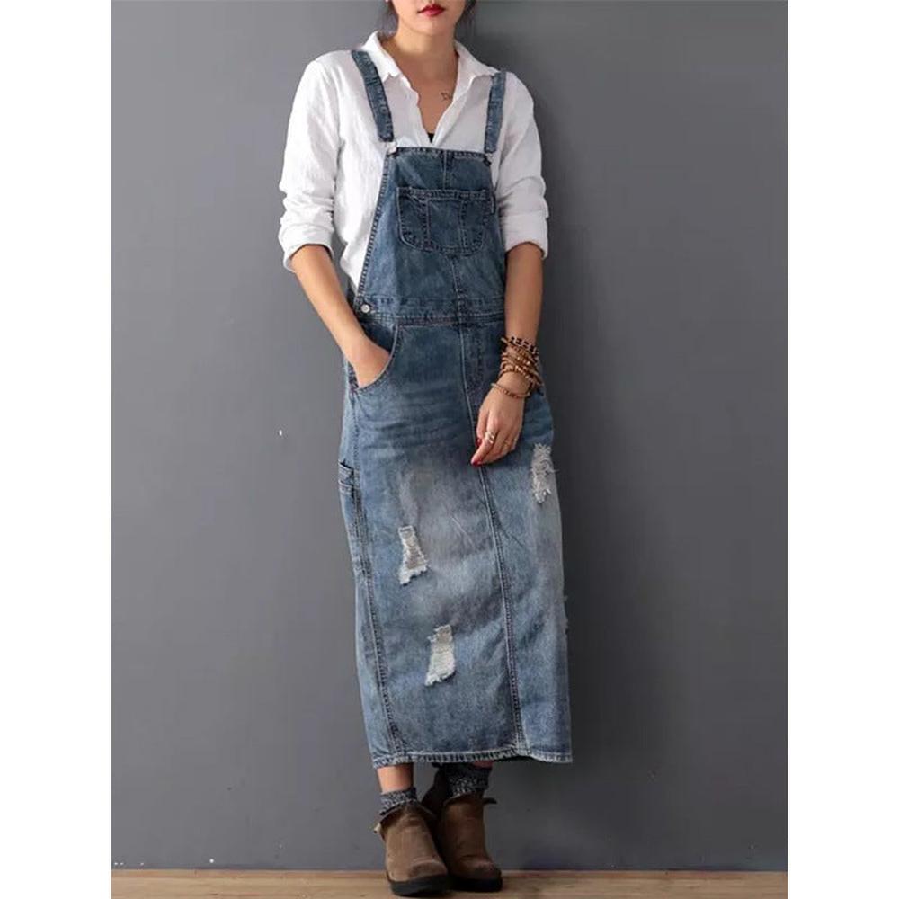 Robe longue en jean élégante pour femmes – Confort et style pour l'hiver, disponible en S, M, L, XL