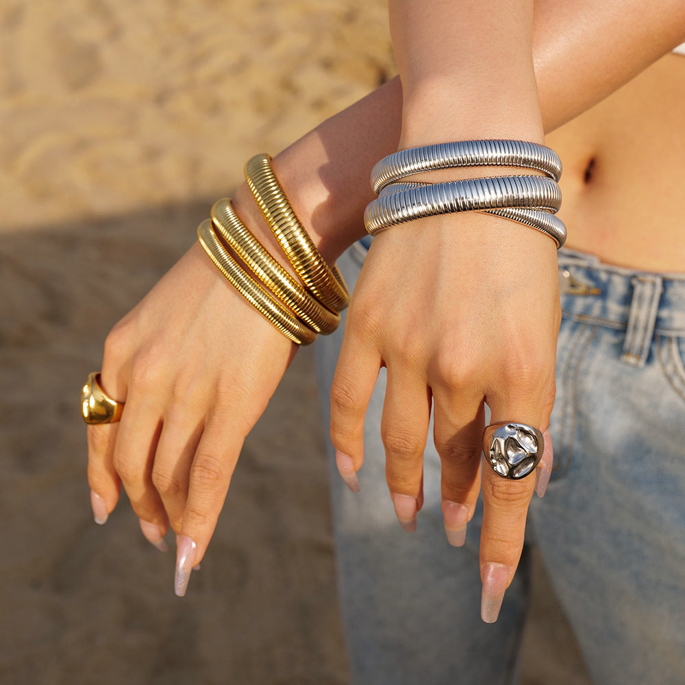Bracelet en or pour femme Taille S/M/L Acier inoxydable Hypoallergénique Chic et élégant