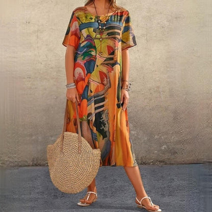 Robe longue d'été pour femmes élégante et ample en coton léger – Idéale pour les journées ensoleillées