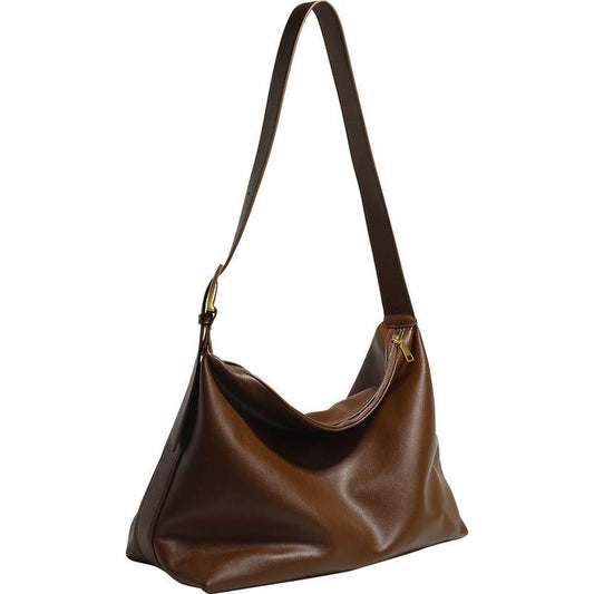 Women's Black Leather Shoulder Bag – Elegant and Practical for All Occasions, Adjustable and Spacious Design