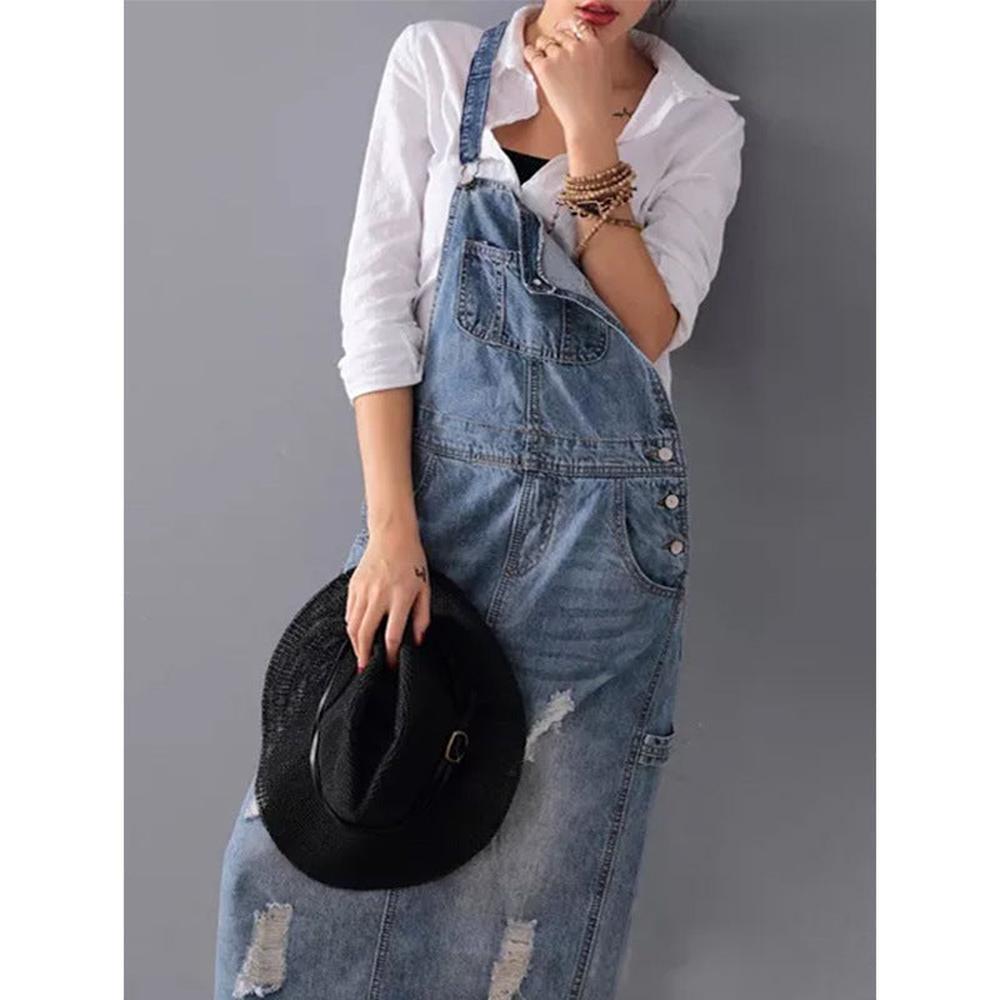 Robe longue en jean élégante pour femmes – Confort et style pour l'hiver, disponible en S, M, L, XL