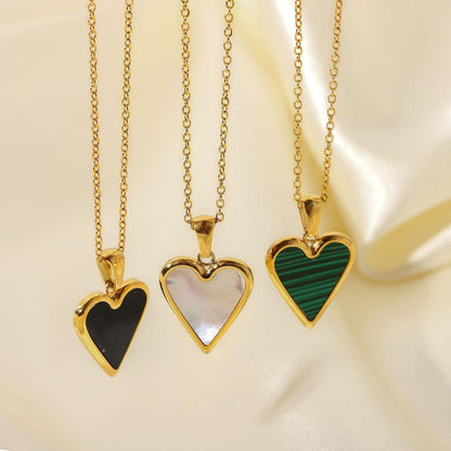 Collier pour femme Pendentif cœur en or 18 carats Taille unique Acier inoxydable