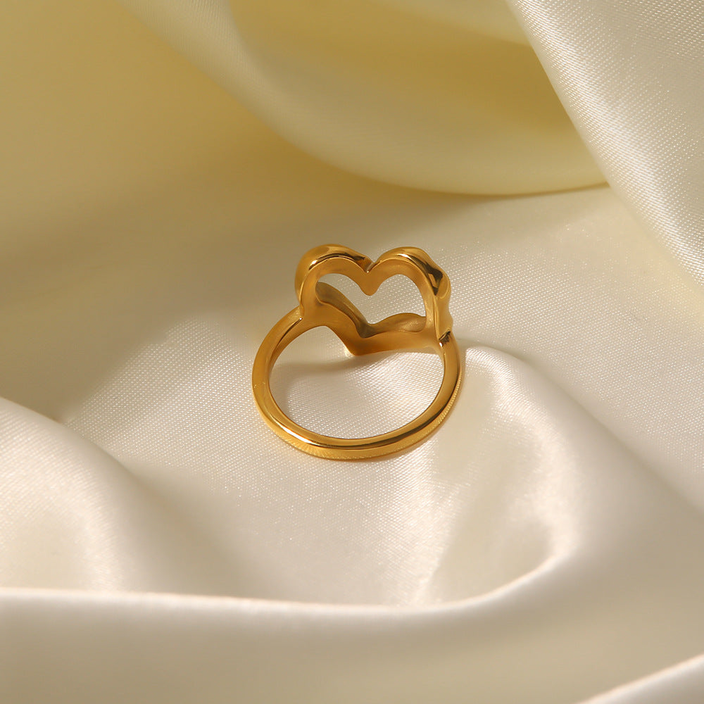 Bague Cœur pour Femme Or 18 Carats Taille Unique Acier Inoxydable