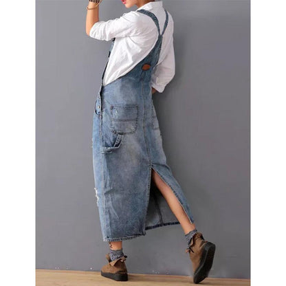 Robe longue en jean élégante pour femmes – Confort et style pour l'hiver, disponible en S, M, L, XL