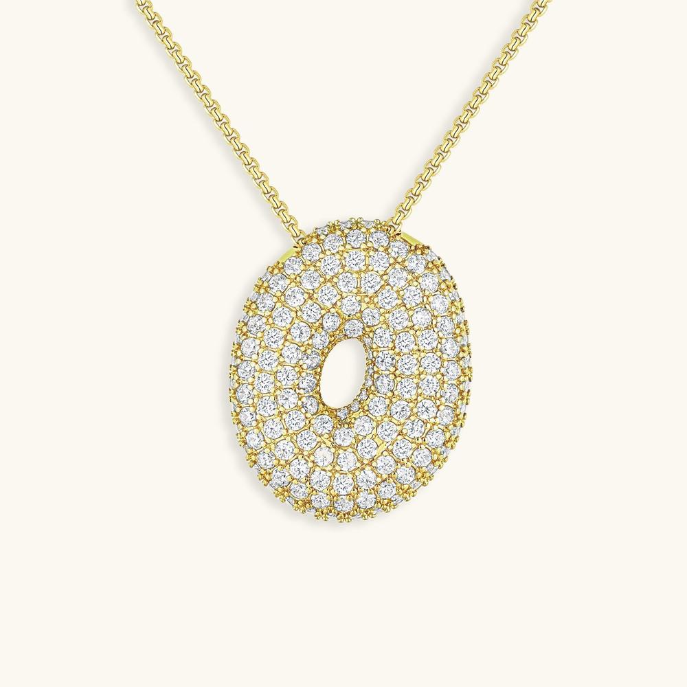 Variant image for Collier Femme Or 18 Carats avec Pendentif Initial et Diamant Simulant 18 pouces-15