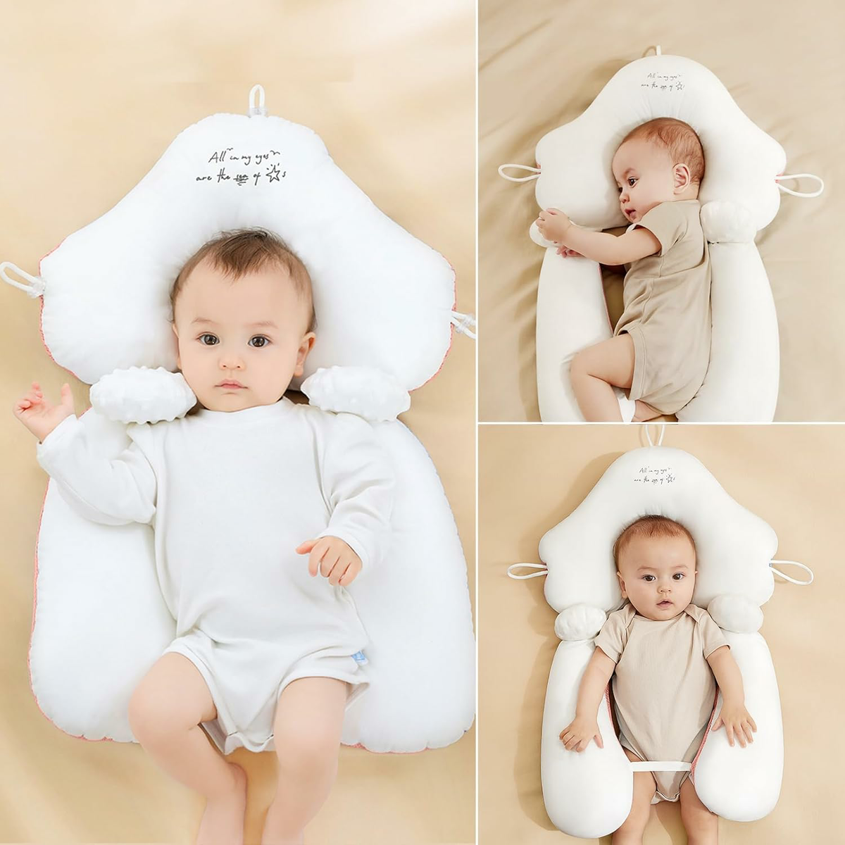 Baby Pillow in Organic Cotton with Adjustable U-Shaped Neck Support – Comfort and Safety for Infants up to 24 Months