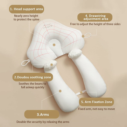 Baby Pillow in Organic Cotton with Adjustable U-Shaped Neck Support – Comfort and Safety for Infants up to 24 Months