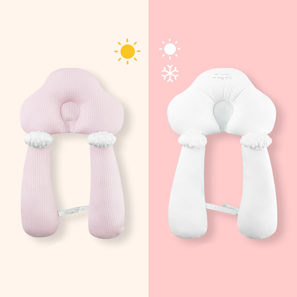 Baby Pillow in Organic Cotton with Adjustable U-Shaped Neck Support – Comfort and Safety for Infants up to 24 Months