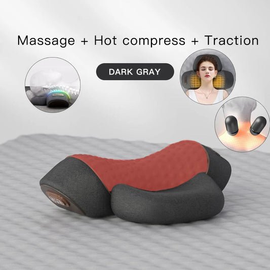 Ergonomic Massage Pillow with Heating and Vibration – Memory Foam Support for Relaxation and Sleep