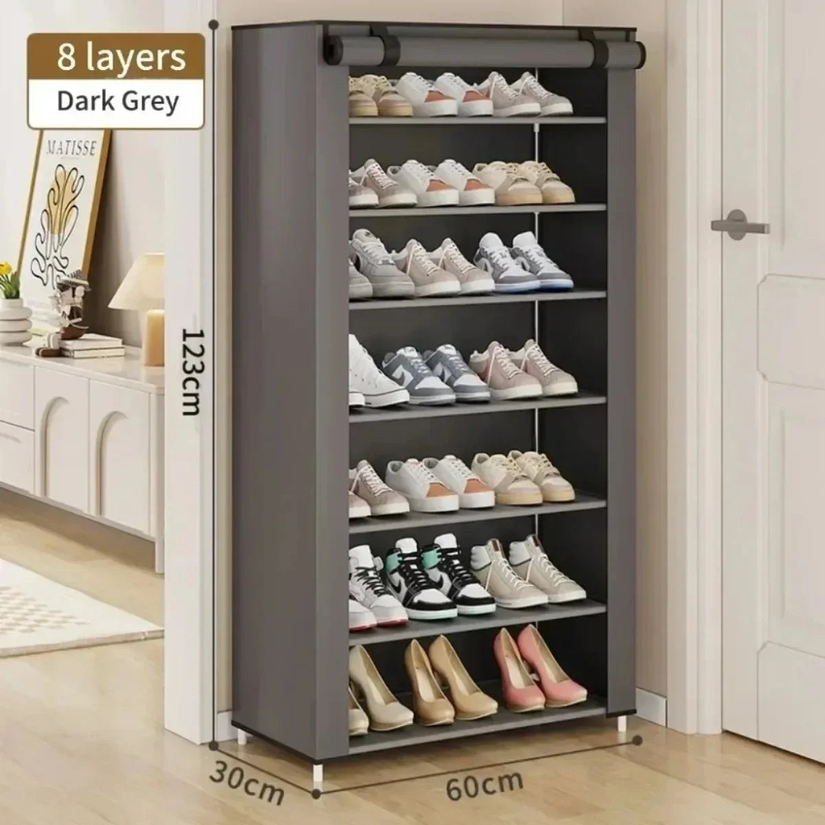Multilayer Dustproof Shoe Organizer – Compact and Elegant Storage for Home with 9 Grids