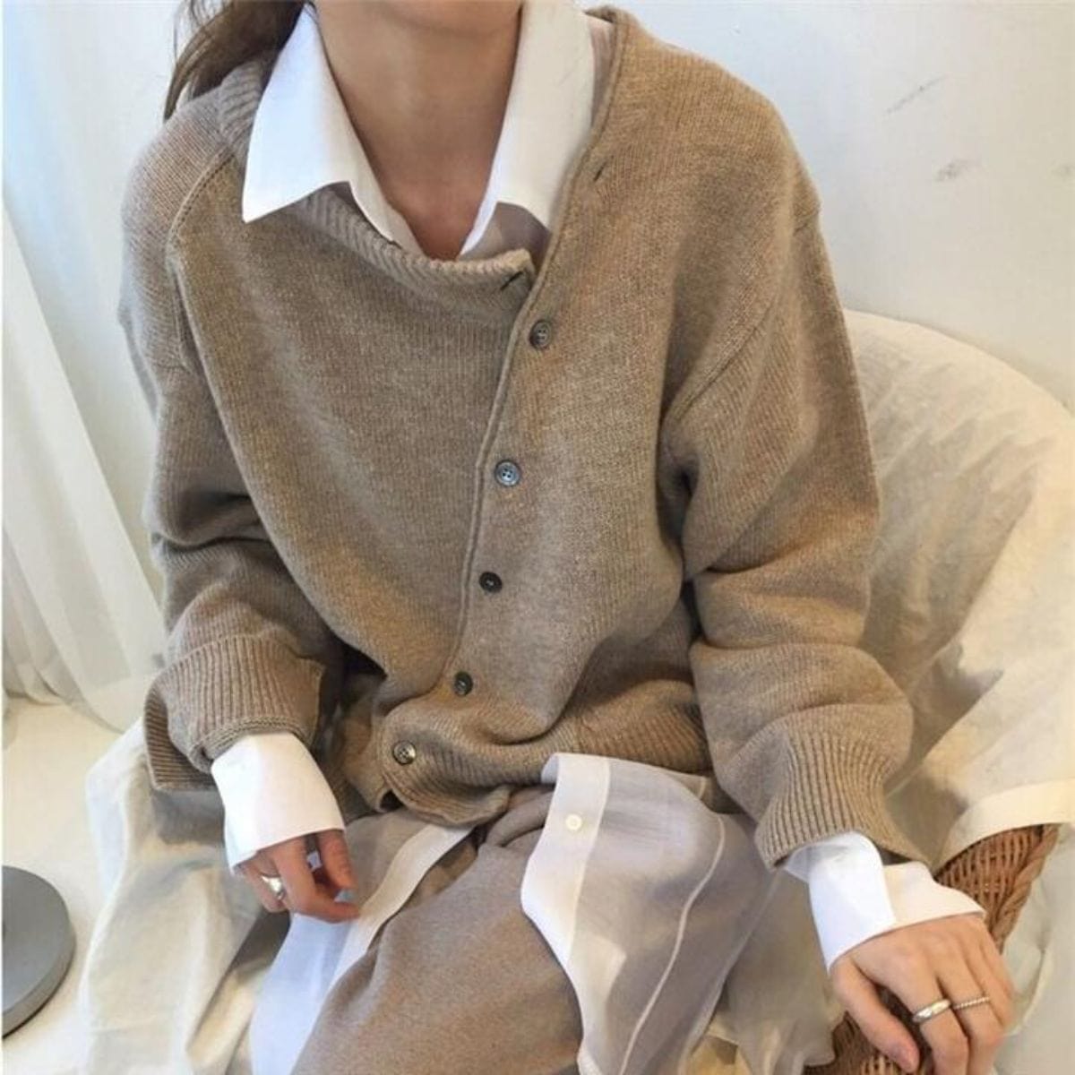 Oriana Cardigan | Asymmetric Wool Layering
