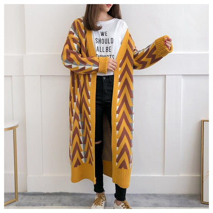 Oriana Cardigan | Longline Chevron Knit