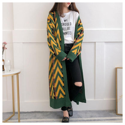 Oriana Cardigan | Longline Chevron Knit