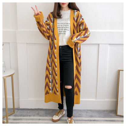 Oriana Cardigan | Longline Chevron Knit