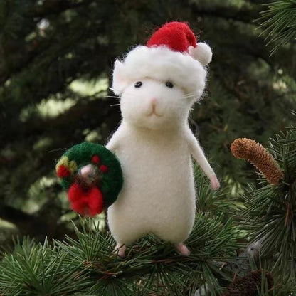 Ornement artisanal en feutre de souris citrouille – Décoration unique pour Halloween et Noël, 7,5 cm, savoir-faire de qualité
