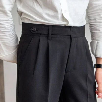 Pantalon droit à motif pied-de-poule italien avec double pli – Taille 33