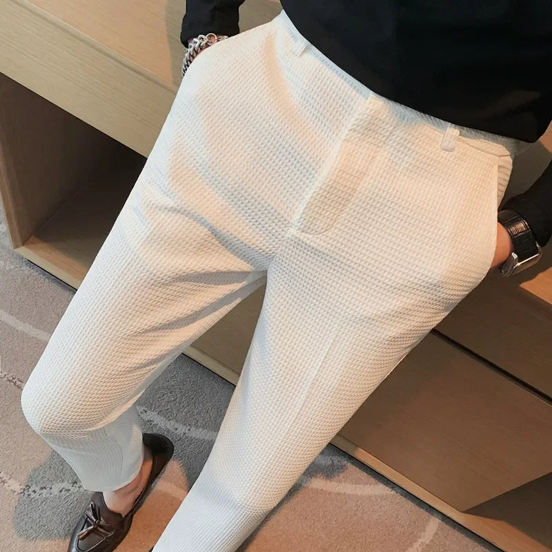 Pantalon à Carreaux pour Hommes en Tissu Respirant – Coupe Droite Élégante pour le Bureau et les Sorties