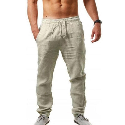 Pantalon d'été léger en lin pour homme – Coupe décontractée et aérée dans des tons neutres