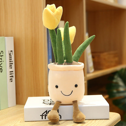 Peluches décoratives en forme de fleurs – Bouquet de tulipes de 35 cm pour salon, idée cadeau